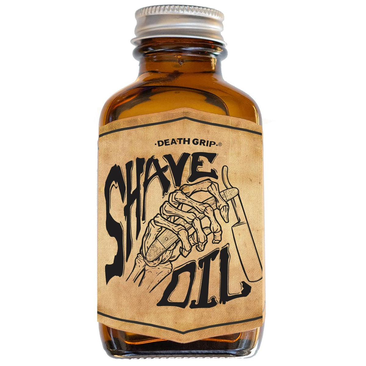 The Vintage Grooming Co Death Grip Tea Tree Shave Oil bottle for natural glide