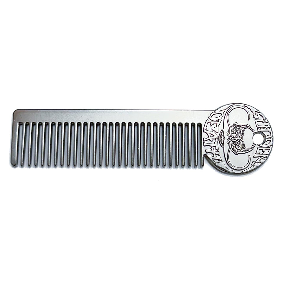 The Vintage Grooming Co metal mustache comb dual-sided for precise shaping on the go