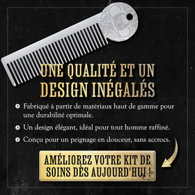 The Vintage Grooming Co metal mustache comb with wide teeth for bulkier hair