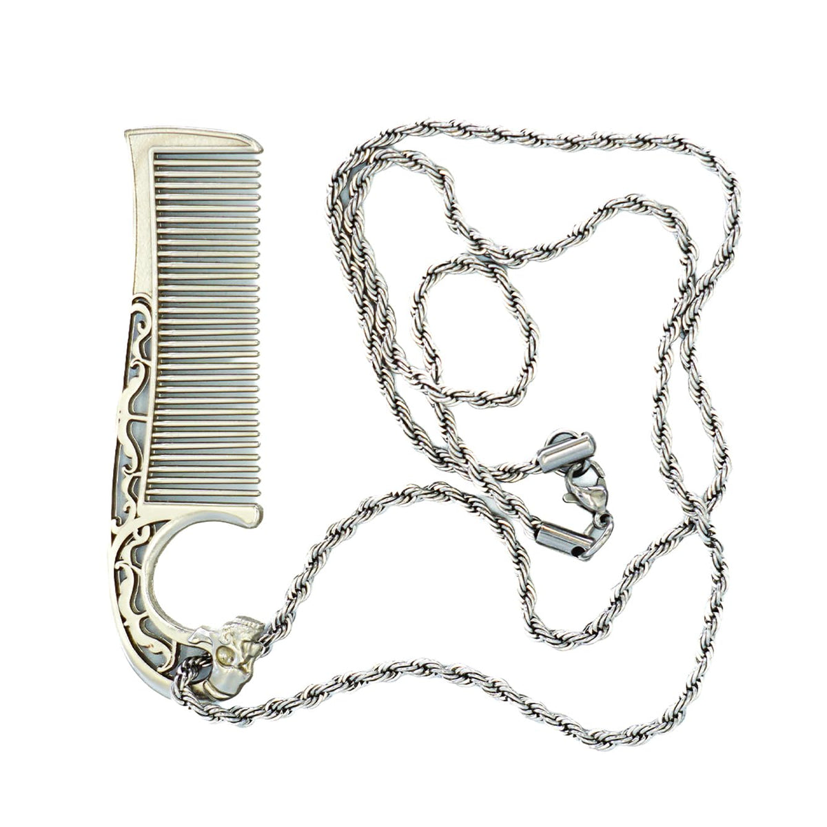 The Vintage Grooming Co moustache comb necklace with dual teeth for precise on-the-go styling