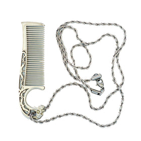 The Vintage Grooming Co moustache comb necklace with dual teeth for precise on-the-go styling