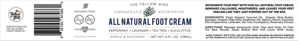 Packaging inside view reveals simple, natural packaging of The Yellow Bird Foot Cream bundle.