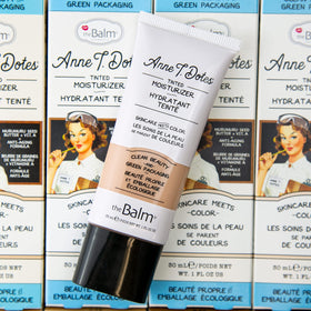 theBalm Anne T. Dotes tinted moisturizer 14 packaging closeup shows clean formula.
