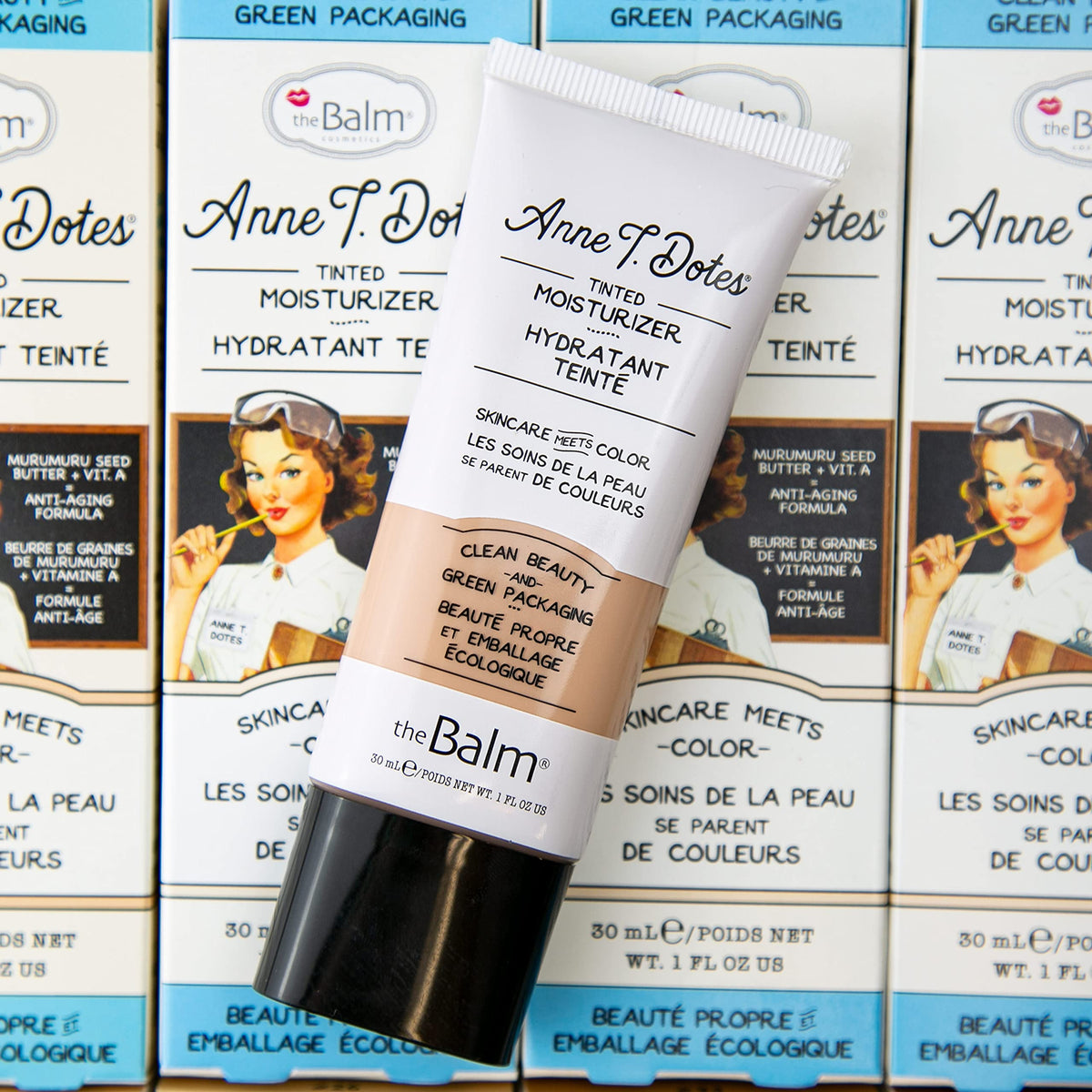 theBalm Anne T. Dotes #18 packaging close-up for product detail.