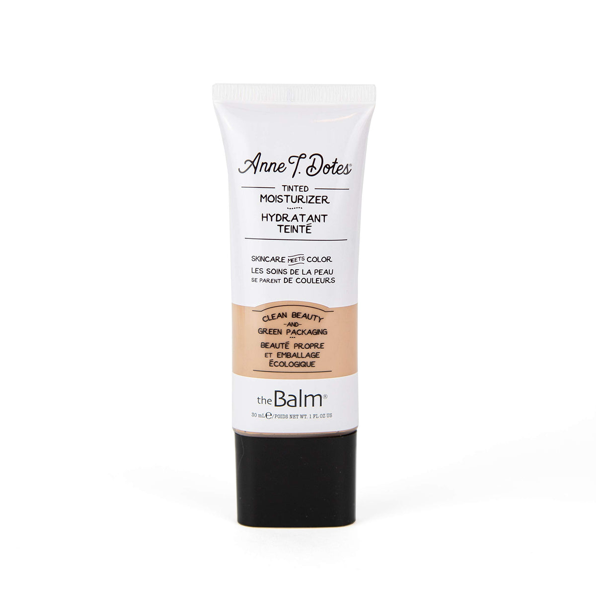 theBalm Anne T. Dotes #18 tube close-up for lightweight daily coverage.