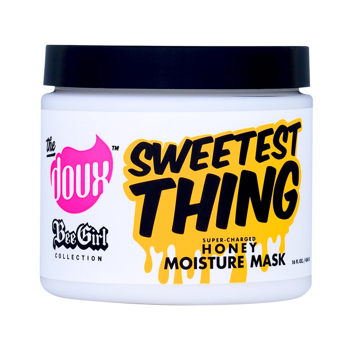 The Doux Sweetest Thing Honey Moisture Mask applied to damp curls for deep hydration and detangling.