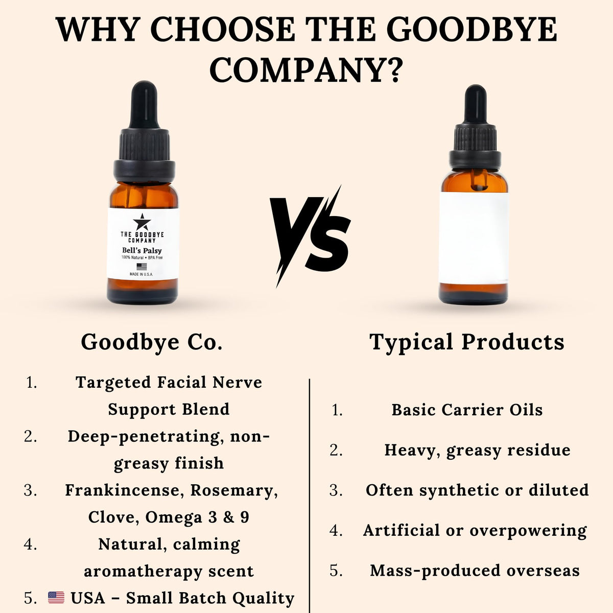 The Goodbye Company Bell’s Palsy Oil is vegan and cruelty-free.