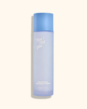 Then I Met You Birch Milk Toner pump-dispense in-hand showing easy daily use.