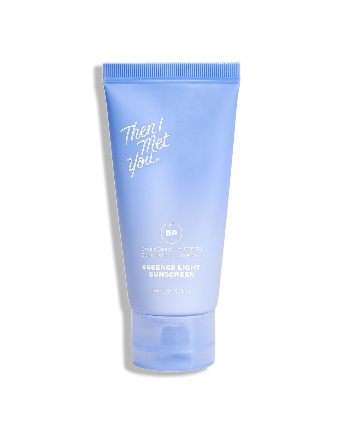Then I Met You Essence Light sunscreen bottle close-up for all skin tones with hydrating protection