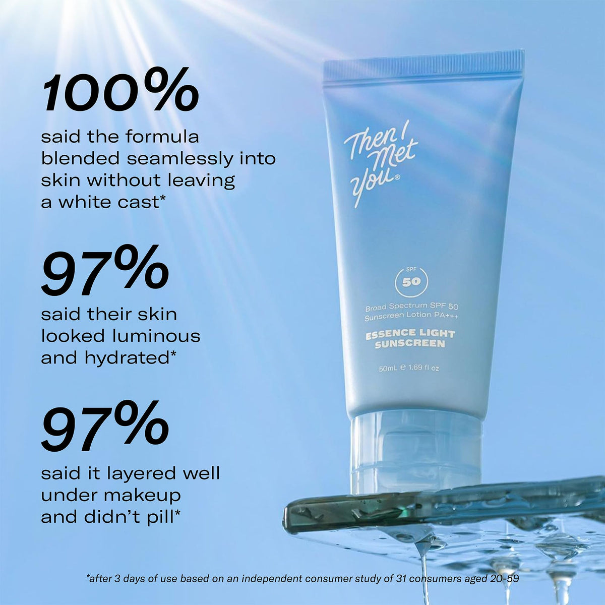 Then I Met You Essence Light sunscreen with fermented sake guards against environmental stressors