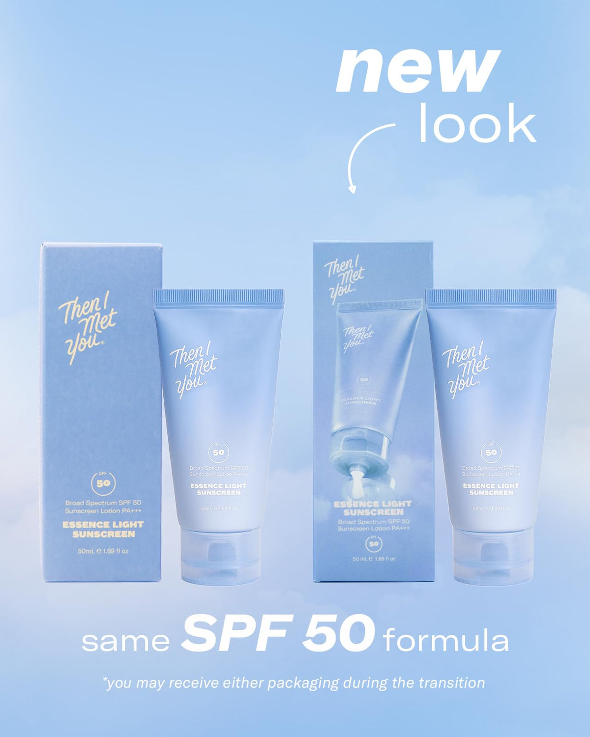 Then I Met You Essence Light sunscreen pump-dispense shows easy, lightweight SPF application