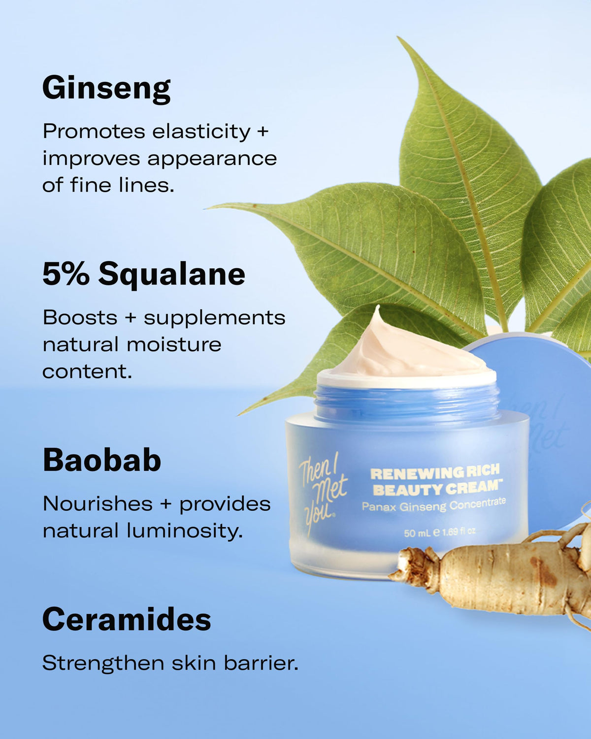 Then I Met You Renewing Rich Beauty Cream ginseng ingredients and Quad Ginseng Complex