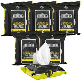 The Nobleman Cleansing Wipes Charcoal Pack With Label highlights pack size and charcoal benefits.