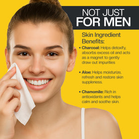 The Nobleman Cleansing Wipes Charcoal Soft Pack illustrates user-friendly freshness at home or office.