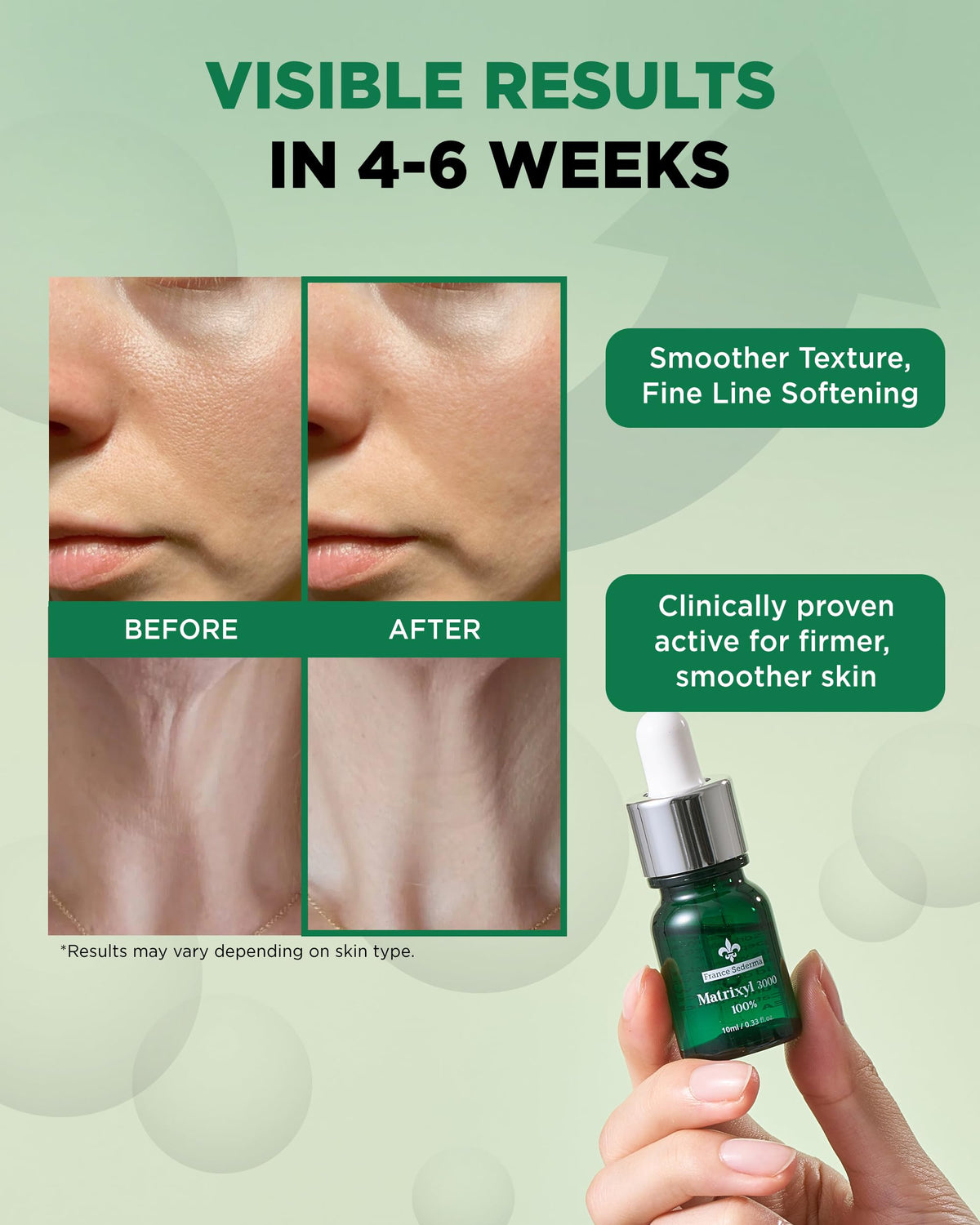 THEPURI Matrixyl 3000 Serum applied to forehead for fine lines