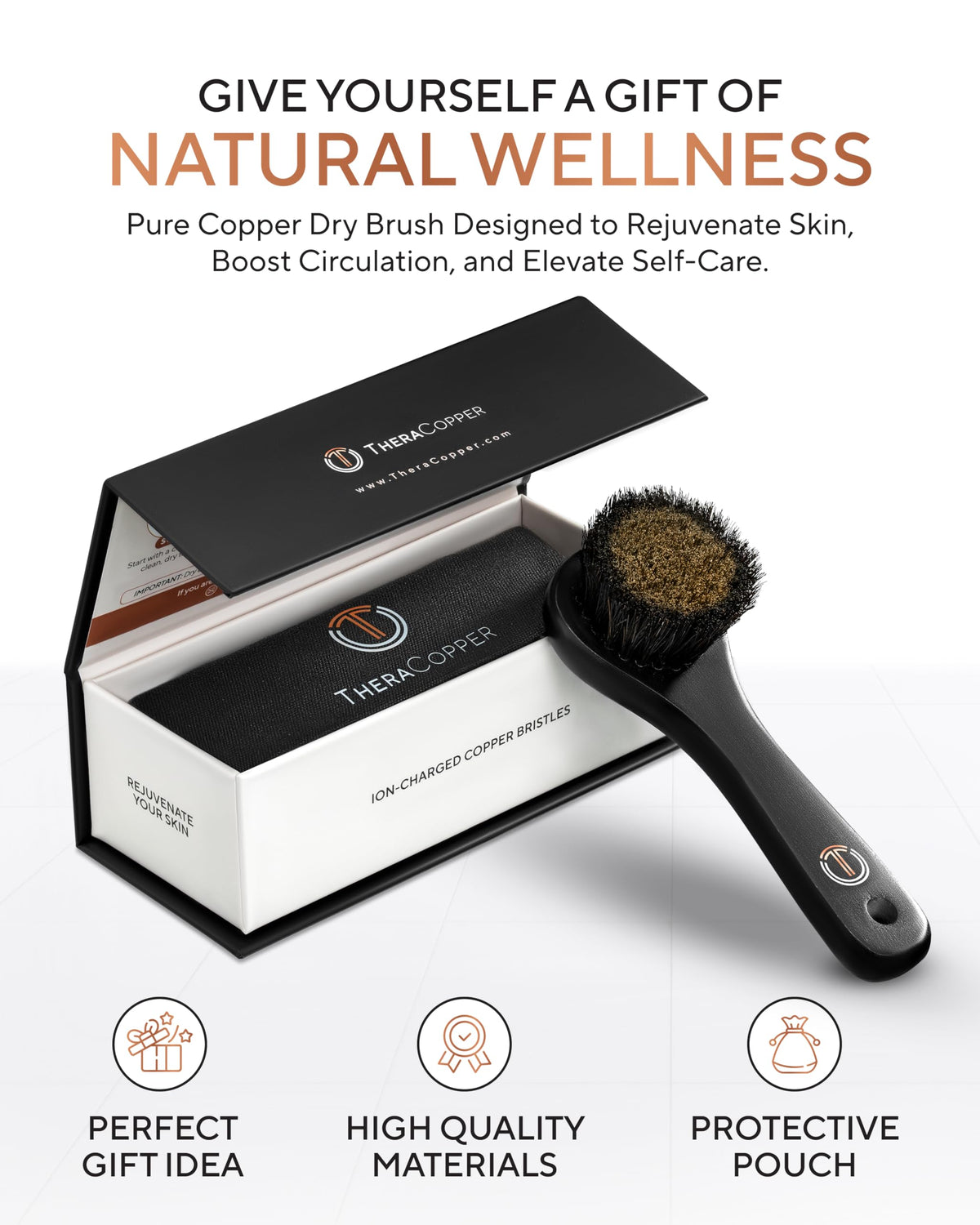 TheraCopper copper-bristle close-up highlighting sensory cleansing benefits.