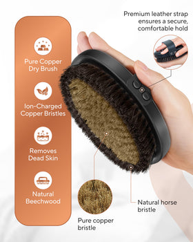 TheraCopper leather hand strap preview for secure brushing grip