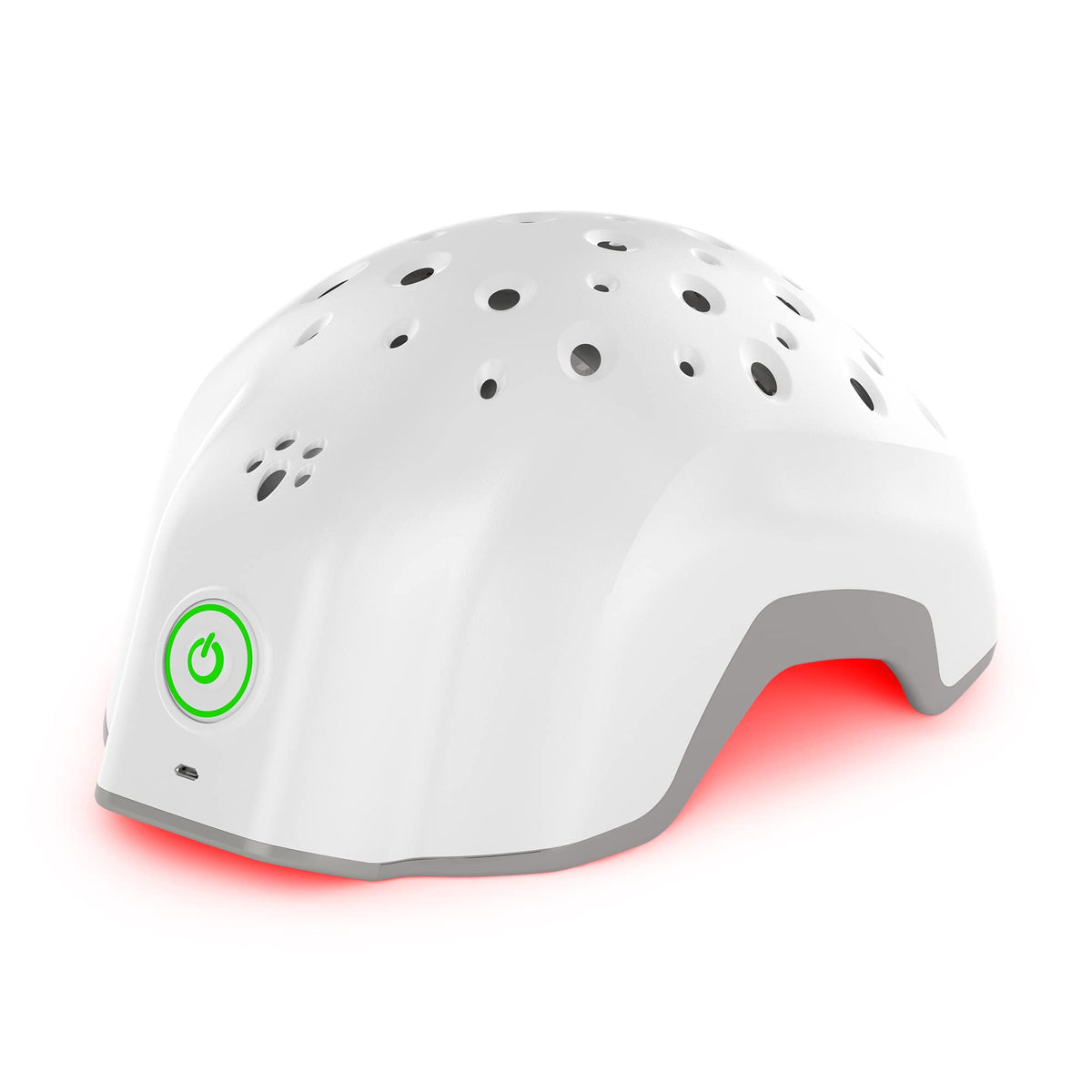 Theradome EVO laser helmet front view shows full scalp coverage for hands-free treatment