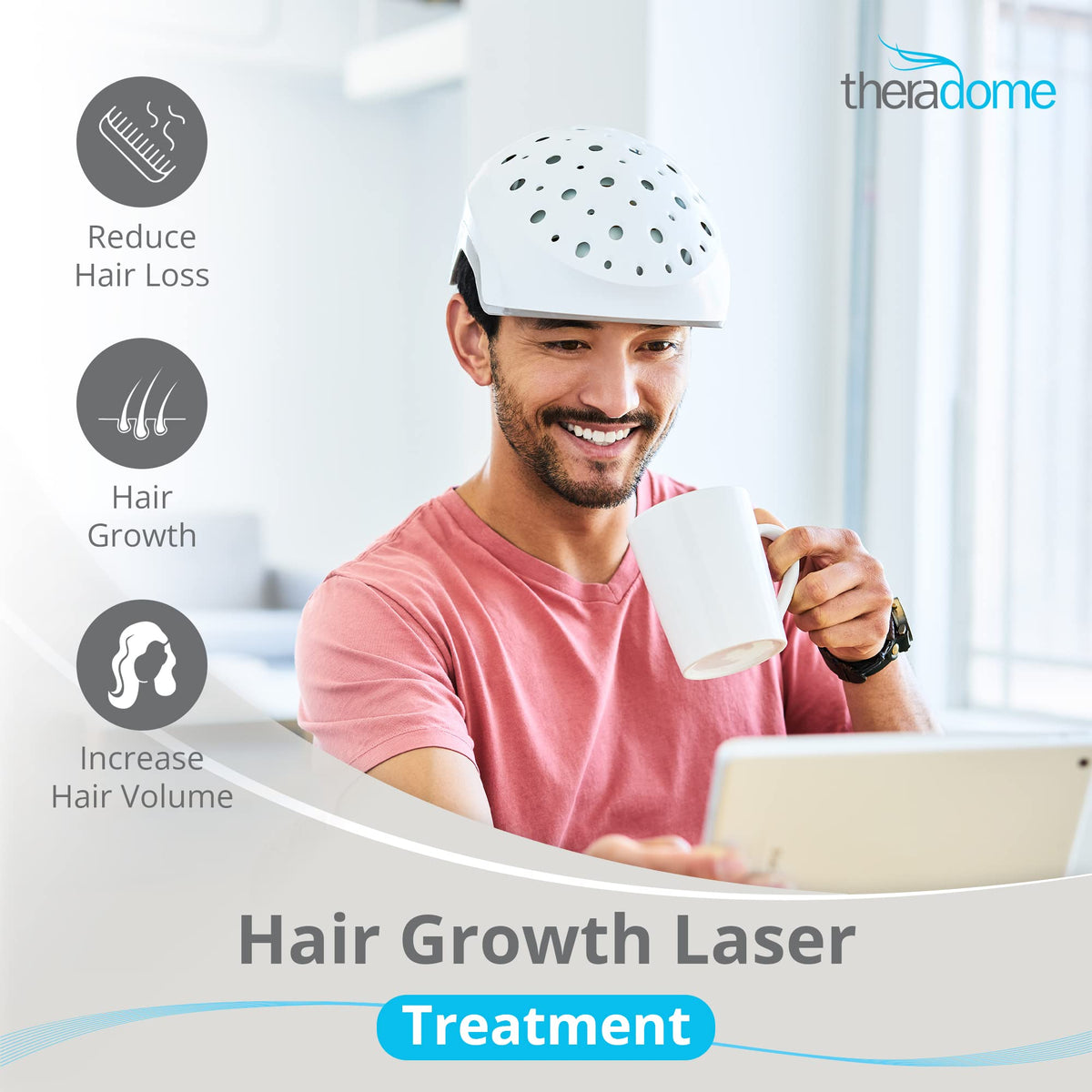 Theradome EVO laser helmet side view highlights ergonomic design for comfort