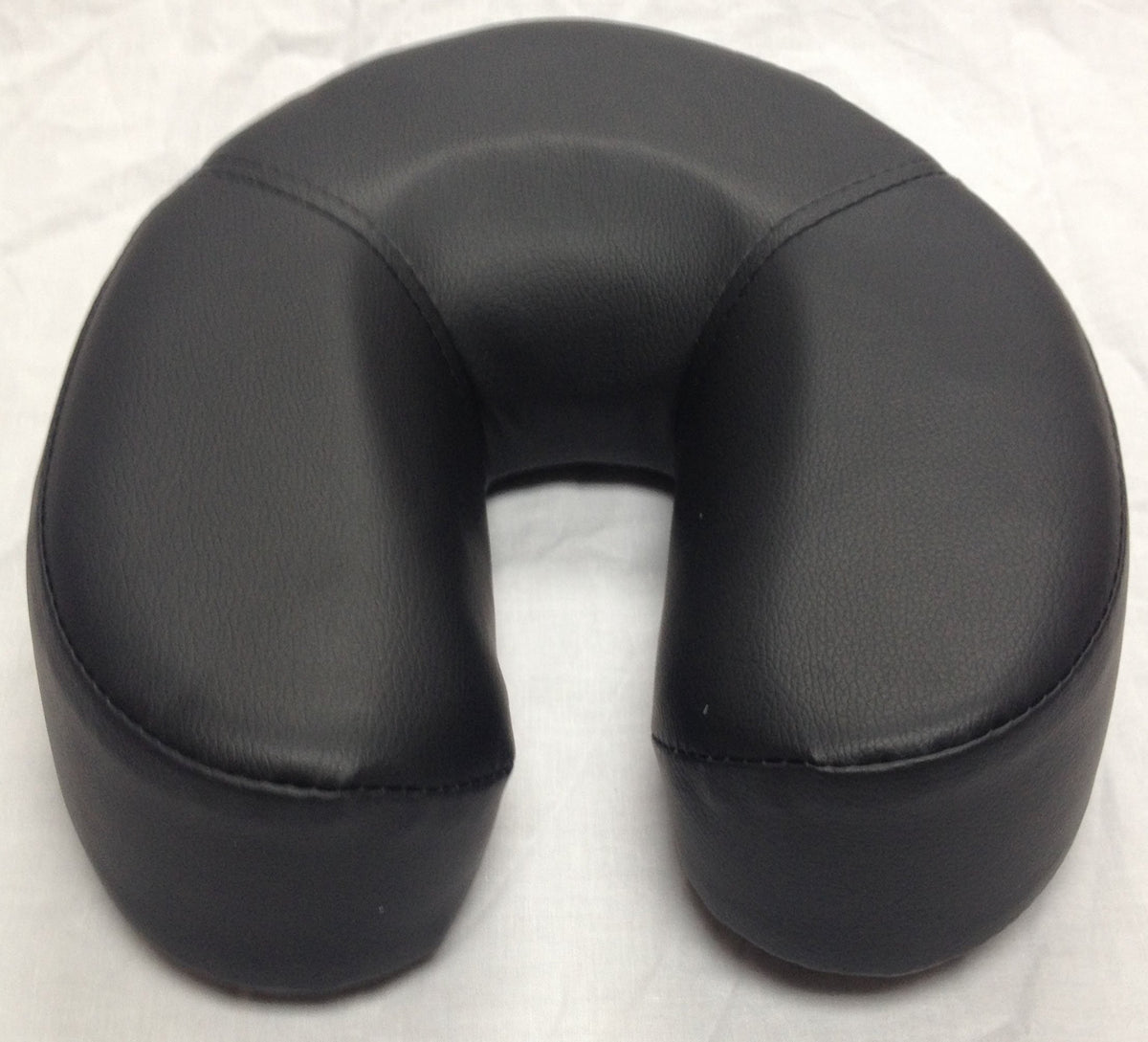 Therapist's Choice Basic Face Cradle Cushion (Black) back view with secure loop fasteners for stable headrest attachment