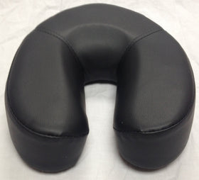 Therapist's Choice Basic Face Cradle Cushion (Black) back view with secure loop fasteners for stable headrest attachment