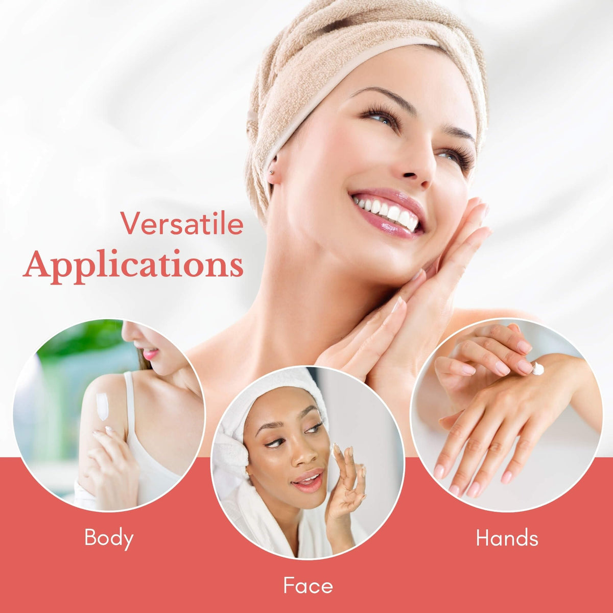 Theraplex Hydrolotion face application demonstrates easy moisturizing on cheeks.