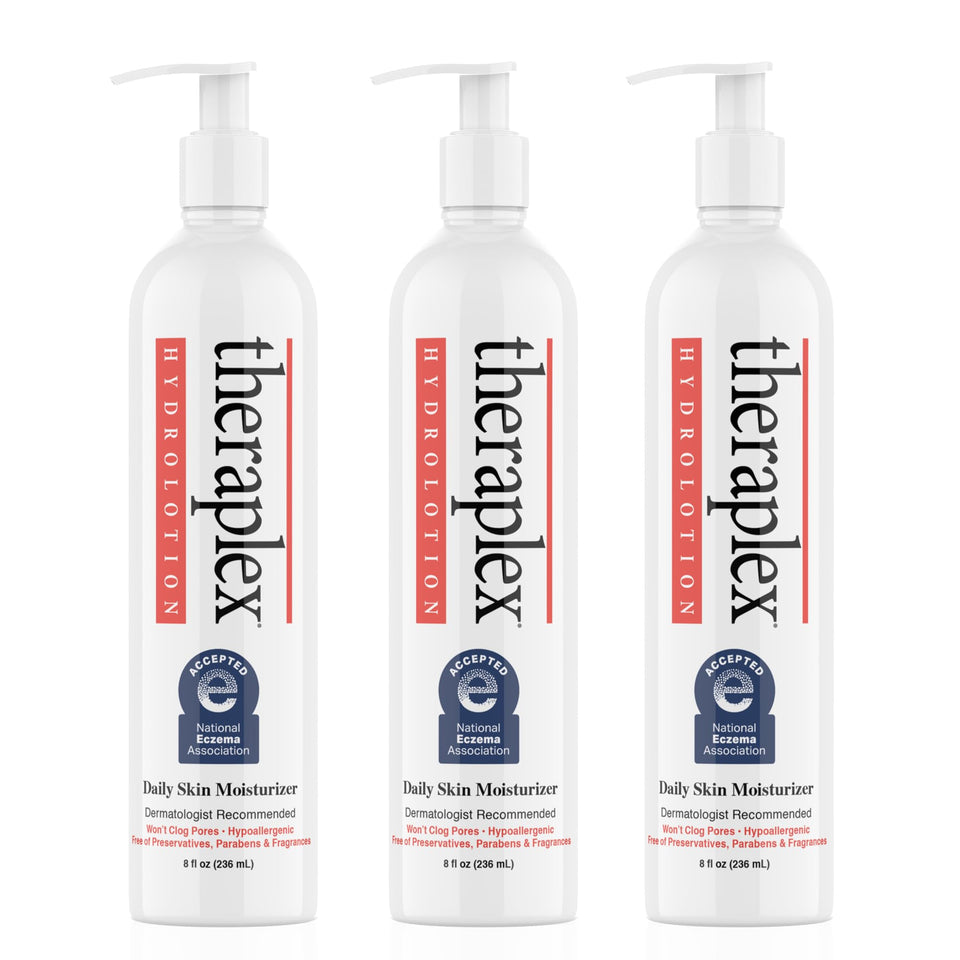Theraplex Hydrolotion three-pack for daily hydration and convenience.