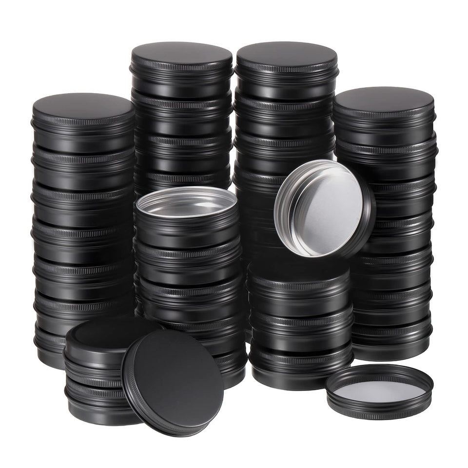Therwen 96pc aluminum tin jars set for durable cosmetic storage and travel.