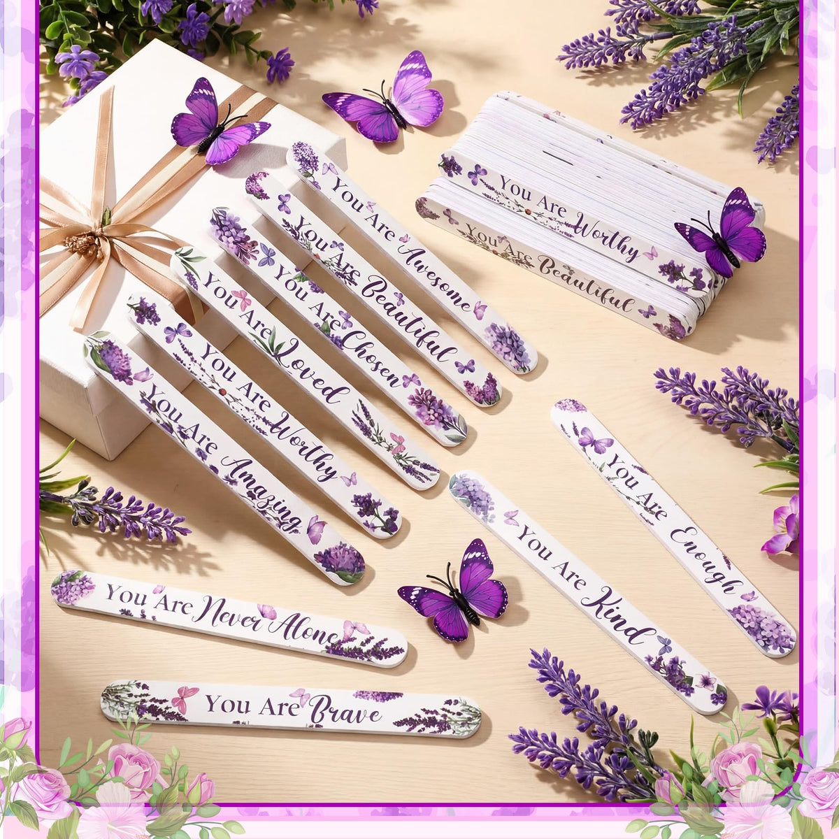 Therwen purple butterfly design nail file for stylish grooming