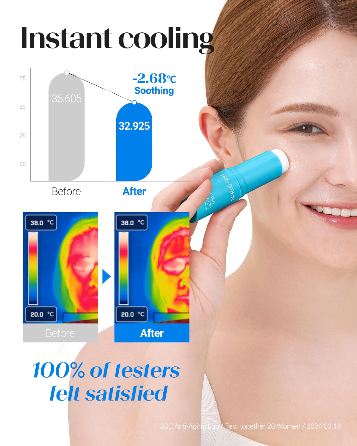 THESAEM eye stick cap closed to prevent evaporation and keep formula fresh