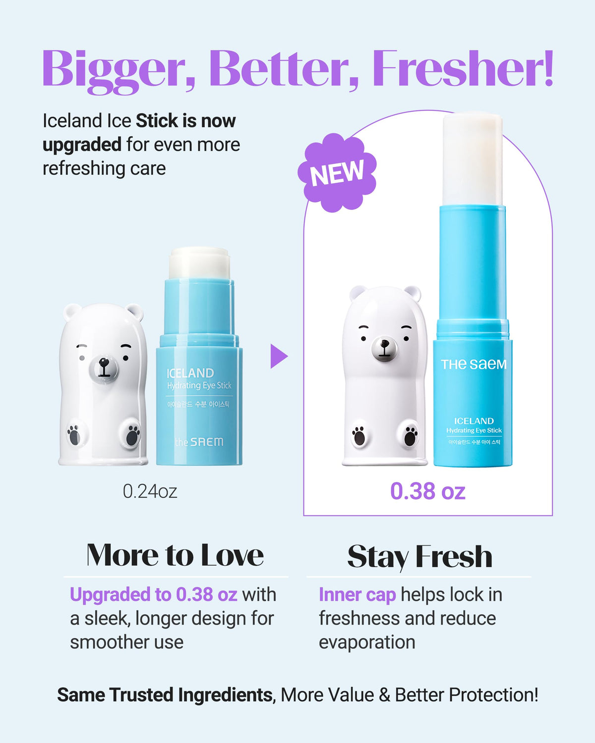 THESAEM Iceland Hydrating Eye Stick close-up – cooling formula targets dark circles.