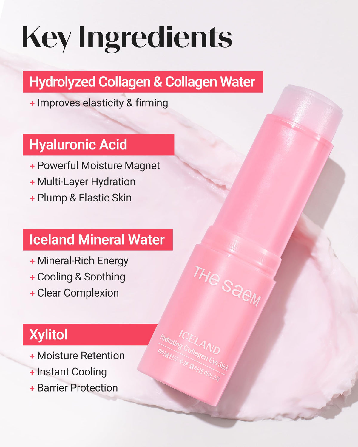 THESAEM Eye Stick highlights six types of collagen for elasticity support
