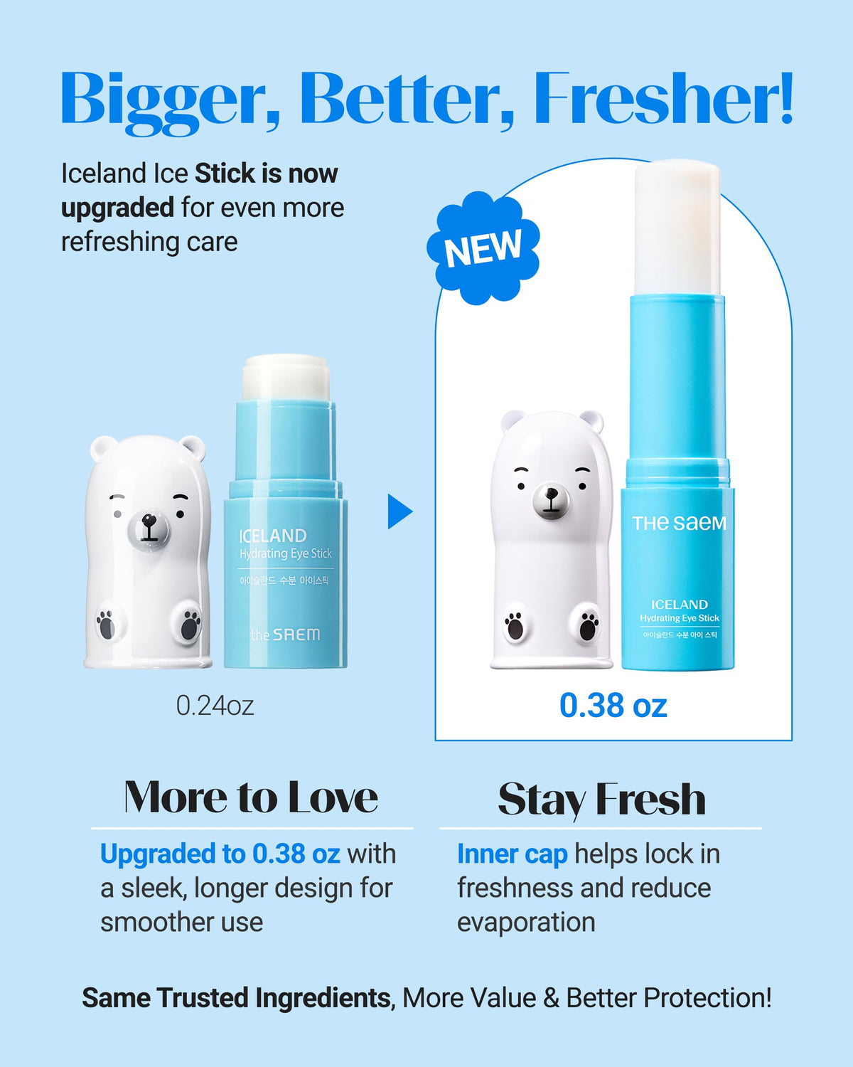 THESAEM Iceland Hydrating Eye Stick in use applying cooling formula to the under-eye area
