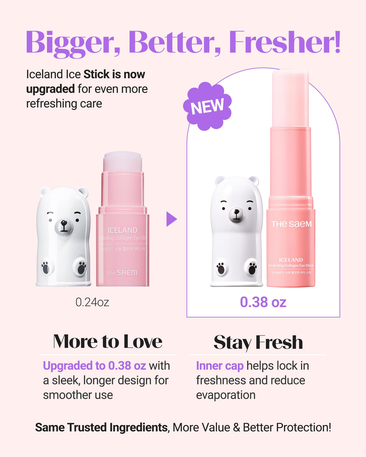 THESAEM Collagen Eye Stick bottle with 6 types of collagen for smoother texture.