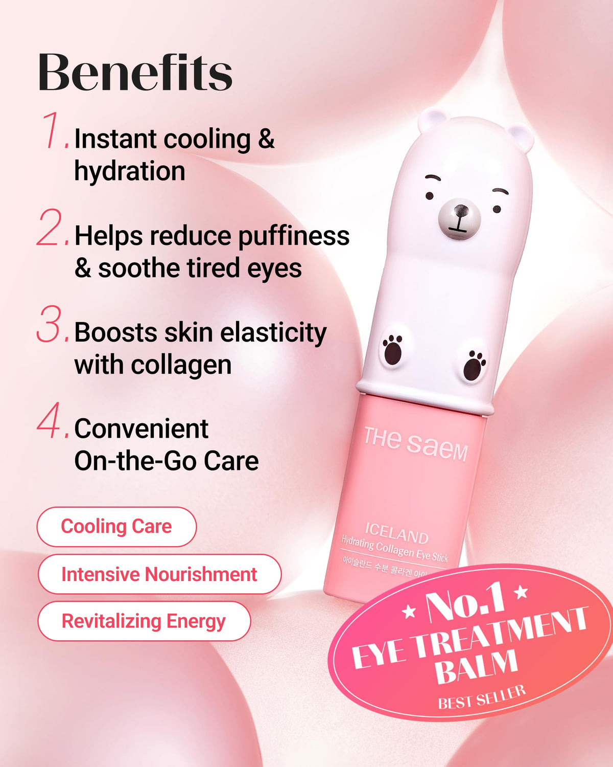Under-eye area with THESAEM Eye Stick smoothing texture and reducing puffiness