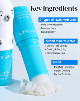 THESAEM Iceland Hydrating Eye Stick ingredients like glacier water shown on label