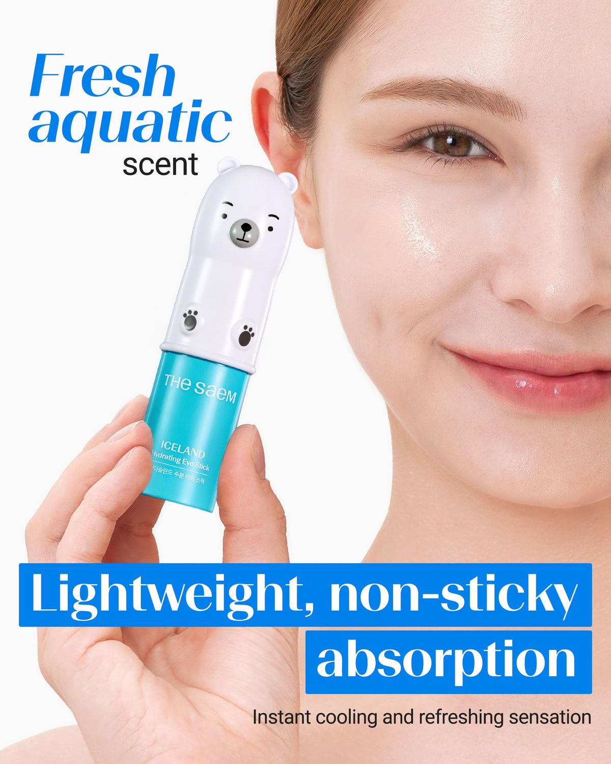THESAEM under-eye area after gentle roller application for refreshed look