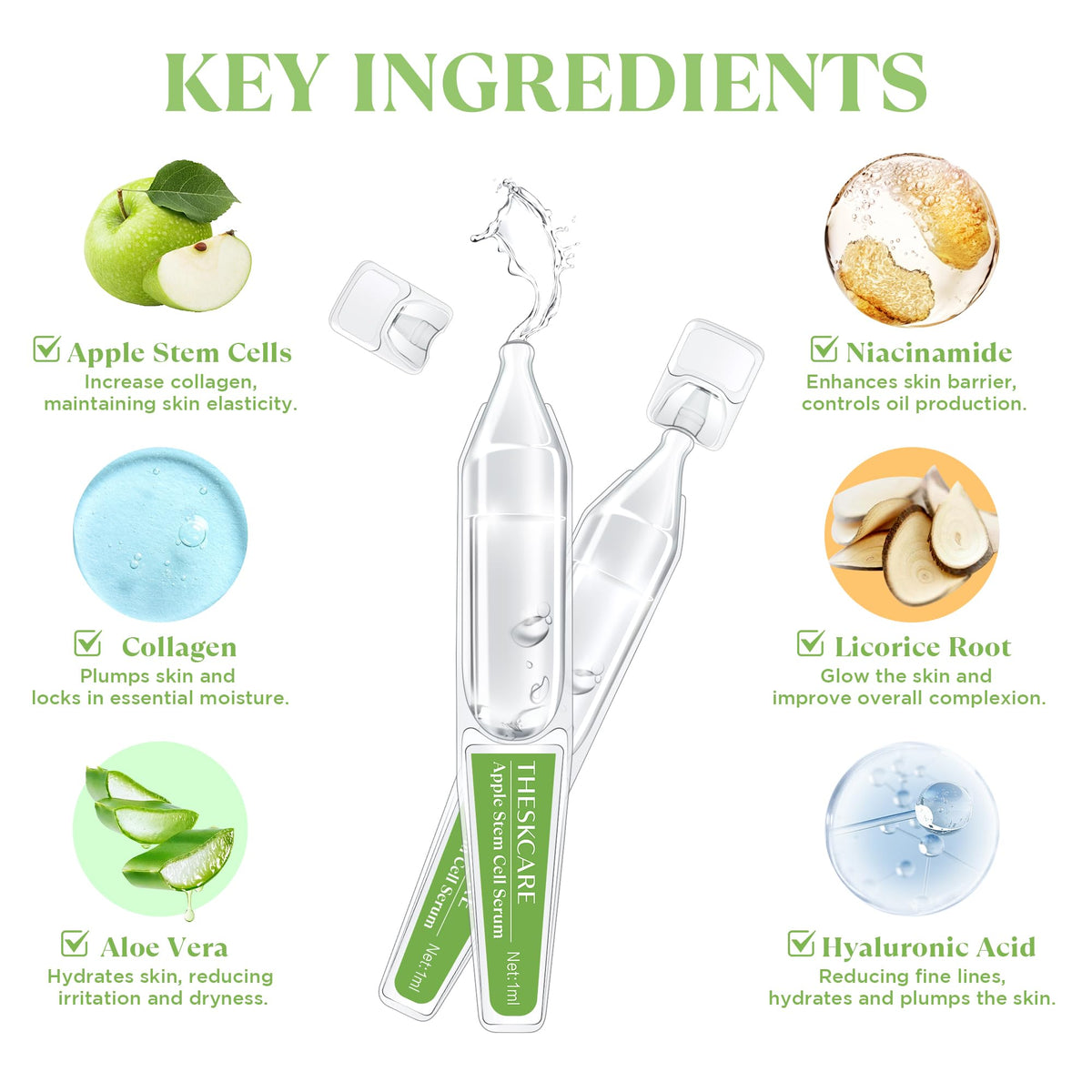 THESKCARE individually packaged ampoules showing fresh-use packaging