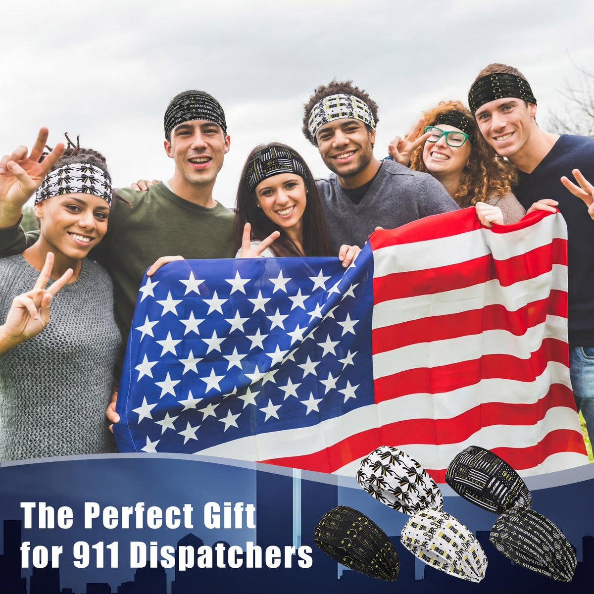 Thiccywoov 911 dispatcher headbands suited for yoga, running, gym and more