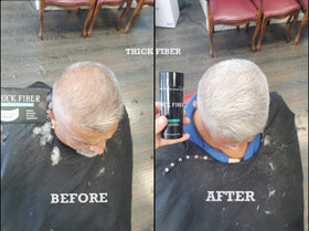 THICK FIBER application in salt-and-pepper direction for even coverage.