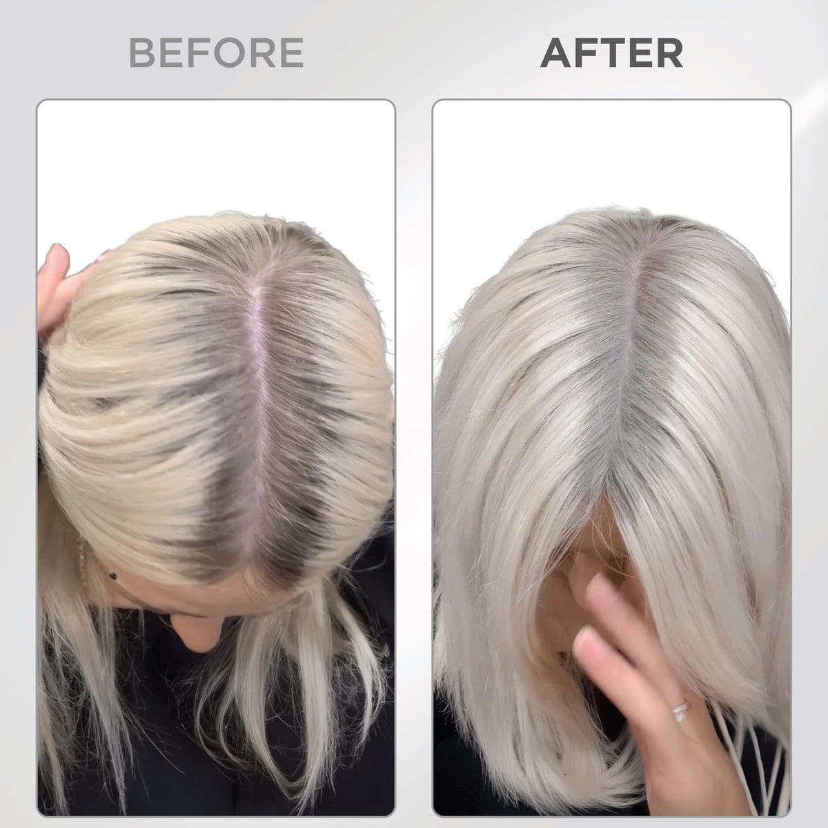 Thick Fiber Grey Roots Concealment creates a natural fuller look.
