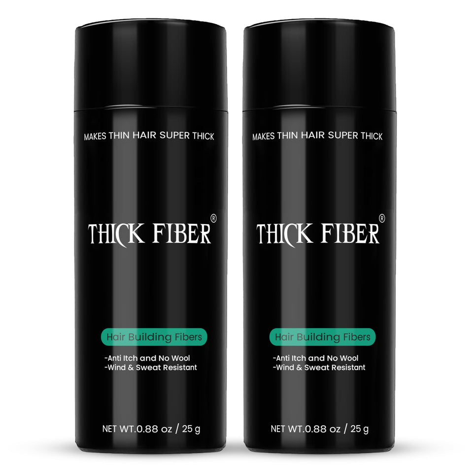 Thick Fiber pack of 2 bottles conceals thinning hair with natural color