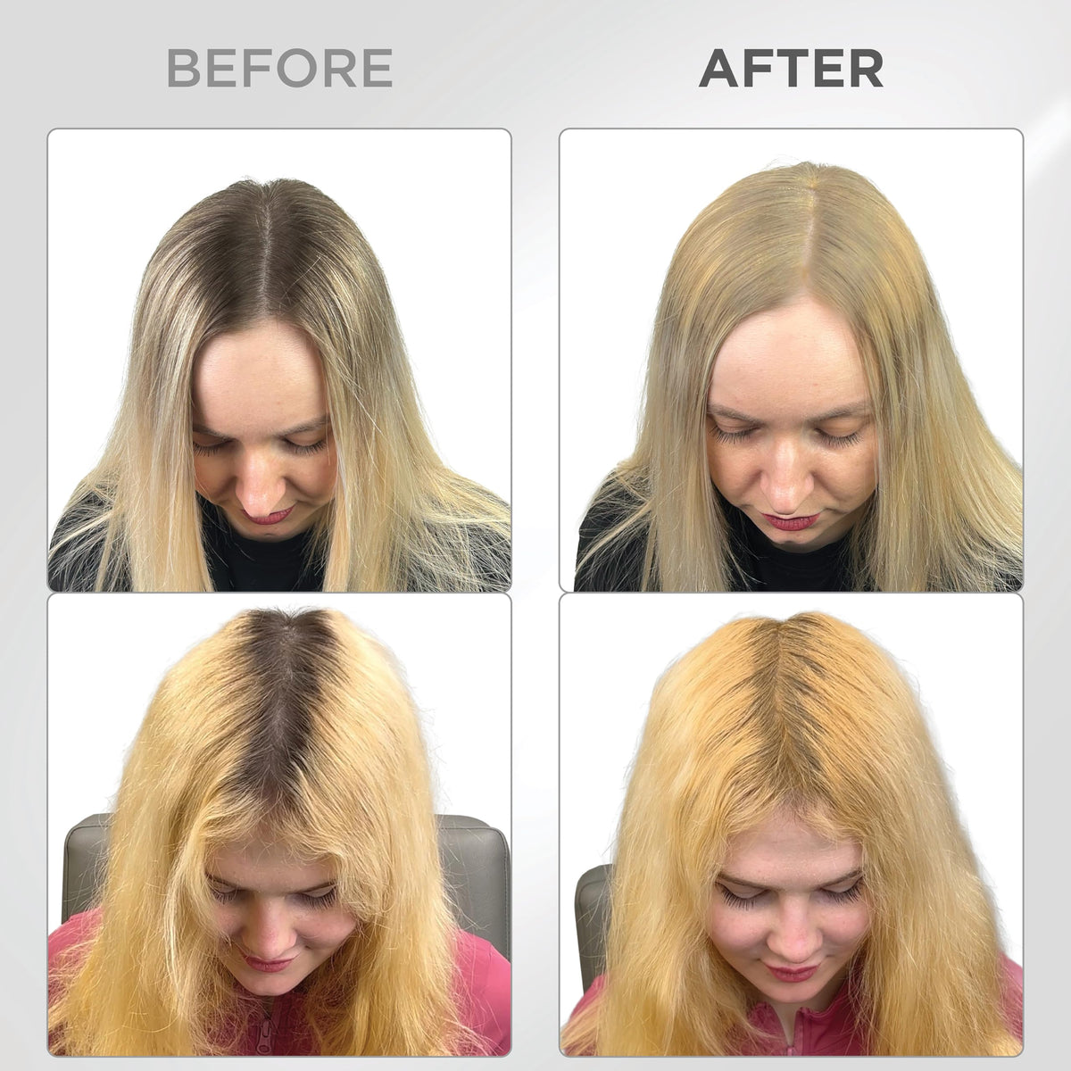 Thick Fiber application brush demonstrates precise, quick coverage for thinning hair.