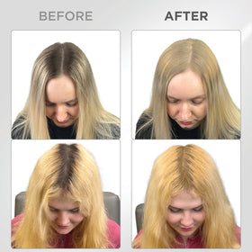 Thick Fiber application brush demonstrates precise, quick coverage for thinning hair.