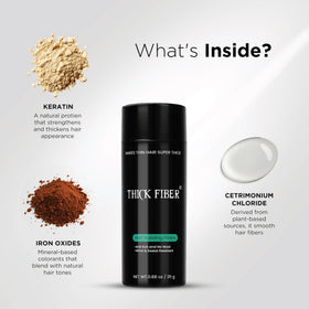 Thick Fiber sweat-resistant formula keeps hair full during activity