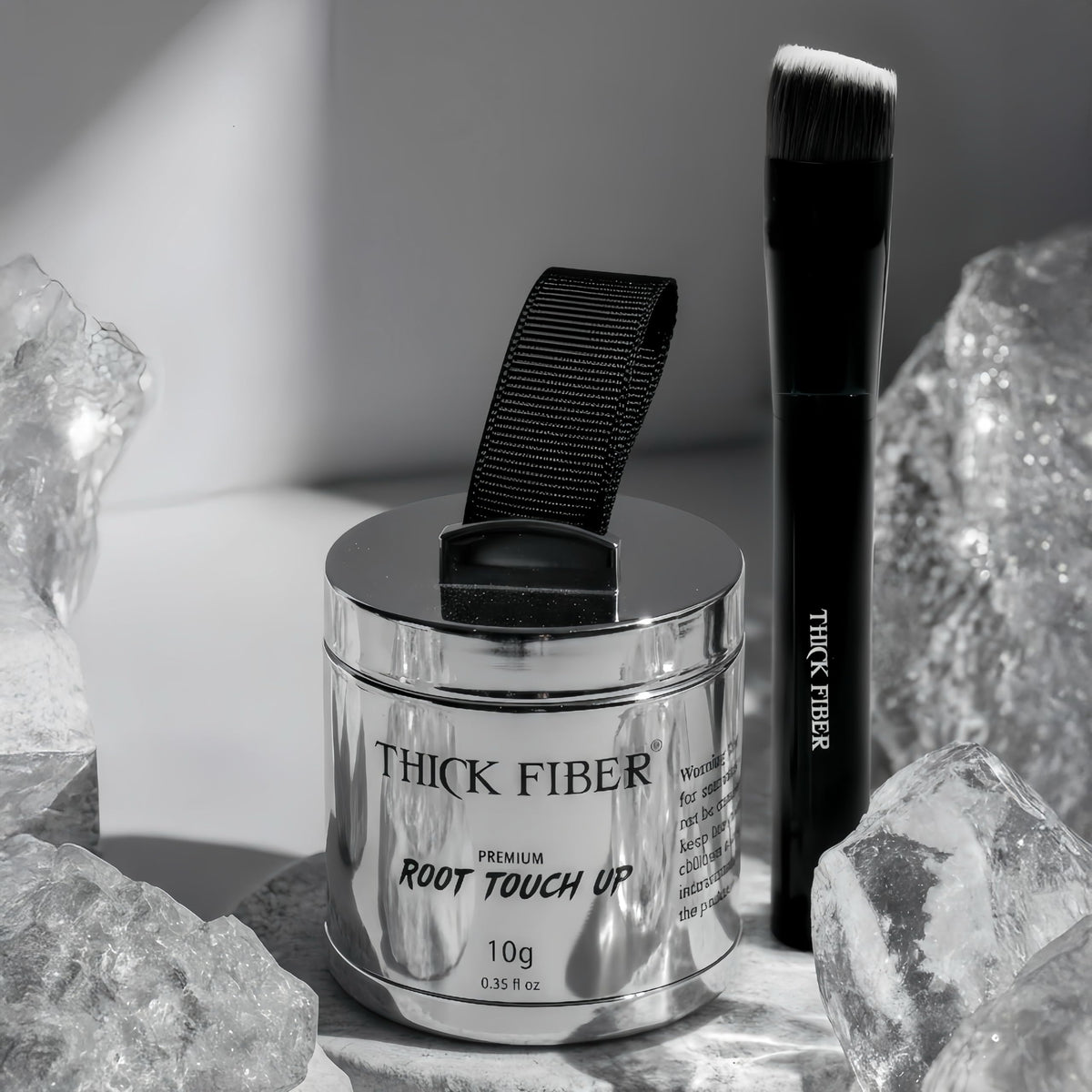 THICK FIBER water-resistant formula stays in place during exercise or rain.
