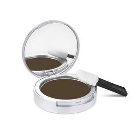 Thicken It dark brown powder bottle showing instant scalp coverage and natural blend
