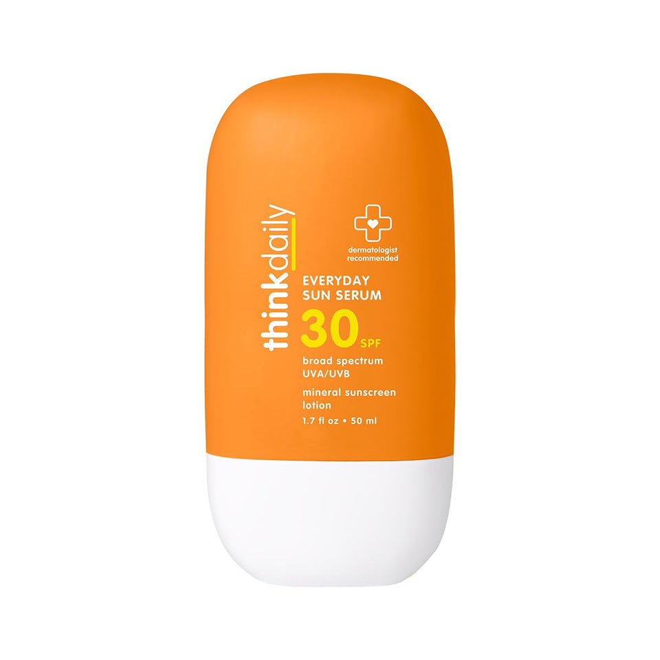 Thinkdaily SPF30 face serum bottle for daily mineral protection.