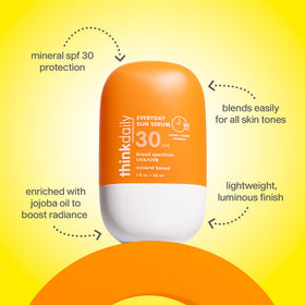 Thinkdaily SPF 30 sunscreen pump top for quick, even application.