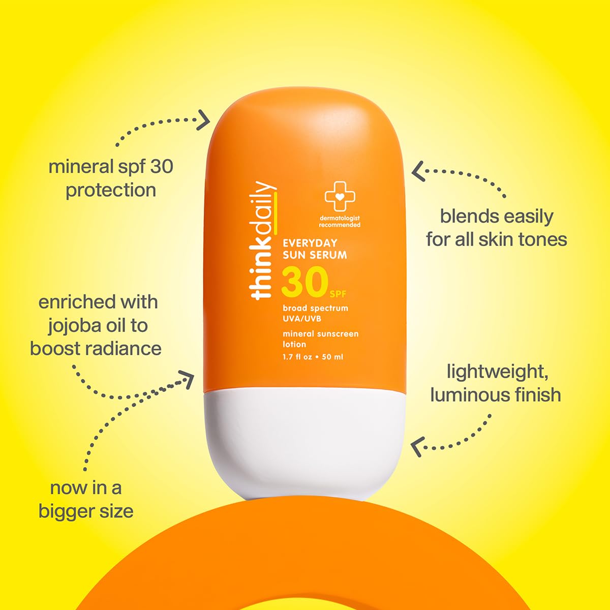 Thinkdaily SPF30 swatch on forearm demonstrating quick absorption.